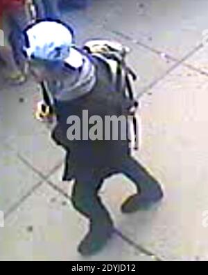 The FBI today, April 18, 2013 released photos of two suspects wanted in connection with the deadly explosion at the Boston Marathon finish line on April 15. The images feature Suspect 1 wearing a black hat, and Suspect 2 wearing a white hat. Photo by FBI via ABACAPRESS.COM Stock Photo