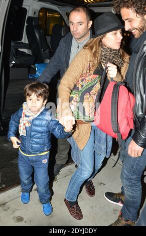 NO WEB NO APPS UNTIL MAY 5, 2013 - Please hide the child’s face prior to the publication. Melissa Theuriau and son Leon Ali arrive at Jamel Debbouze show at the Town Hall in New York City, NY, USA, on April 18, 2013. Photo by Morgan Dessalles/ABACAPRESS.COM Stock Photo