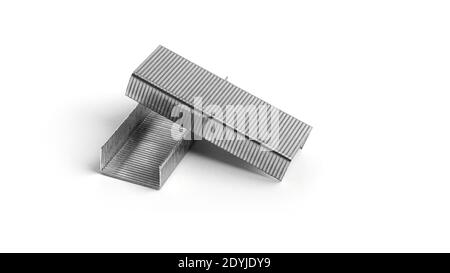 Metal staples on a white background. High quality photo Stock Photo