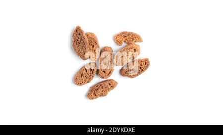 Сroutons on white background. View from the top. High quality photo Stock Photo