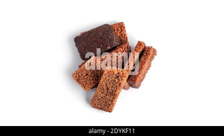 Сroutons on white background. View from the top. High quality photo Stock Photo