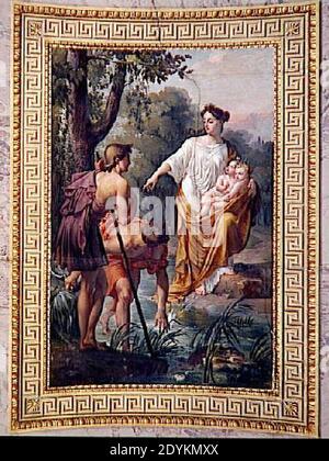 Latone fuyant les persécutions de Junon emporte ses enfants Apollon et Diane. Stock Photo