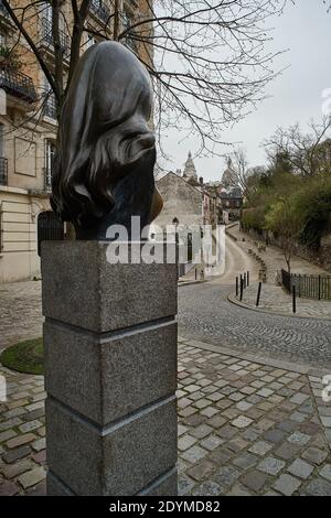 Paris, France - Mars 2020: Dalida statue at Place Dalida in Montmartre, during the first COVID lockdown Stock Photo