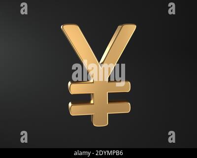 Japanese yen symbol - golden text - japan currency - 3d علامة الين الياباني Stock Photo