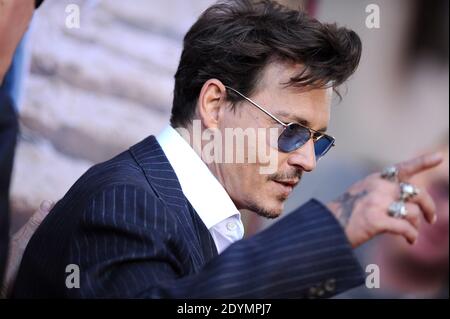 Johnny Depp arrives at the premiere of Walt Disney Pictures' 'The Lone Ranger' at Disney California Adventure Park in Los Angeles, CA, USA, June 22, 2013. Photo by Lionel Hahn/ABACAPRESS.COM Stock Photo