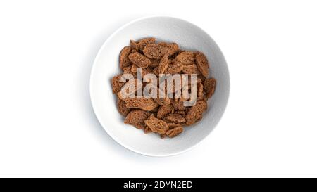 Сroutons on white background. View from the top. High quality photo Stock Photo