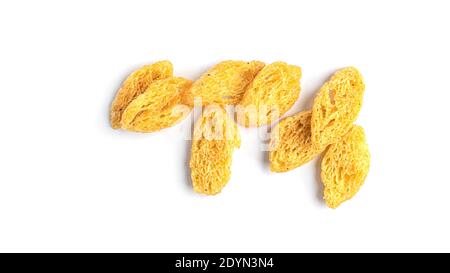 Сroutons on white background. View from the top. High quality photo Stock Photo