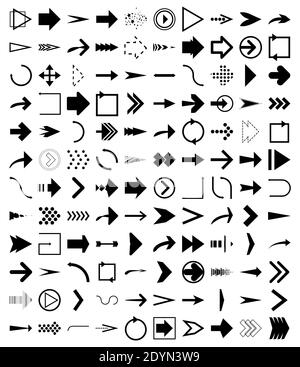 Arrows icons set. Cursor collection with elegant style. Direction markers and web icons. Modern simple different arrows. Vector illustration isolated Stock Vector
