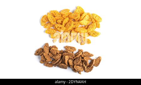 Сroutons on white background. View from the top. High quality photo Stock Photo