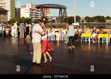Argentina, Buenos Aires - Locals dancing tango in a festival in La Boca. Stock Photo