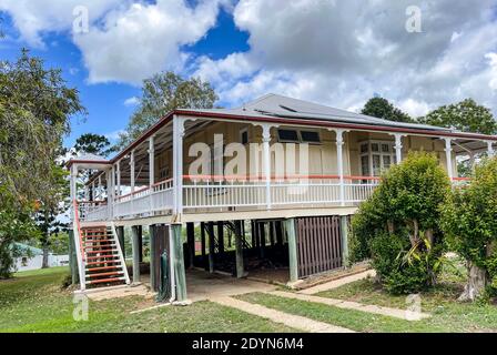 View of a beautiful queenslander residential property in the main street of the rural town of Kilcoy, Queensland, Australia Stock Photo