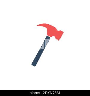 Carpenter hammer colored vector icon isolated on white background Stock Vector