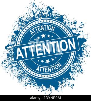 Attention blue vintage stamp isolated on white background. attention stamp. attention. attention sign Stock Vector