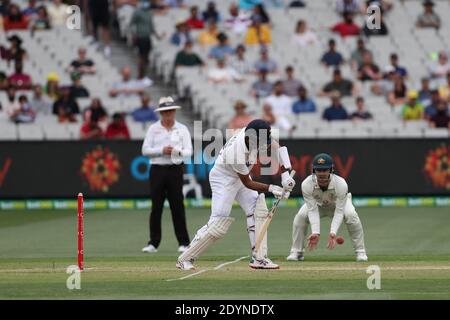 MELBOURNE, AUSTRALIA - DECEMBER 27 2020: Indian Batsman Cheteshwar Pujara during day two of the Second Vodafone Test cricket match between Australia and India at the Melbourne Cricket Ground- Image Credit: brett keating/Alamy Live News Stock Photo