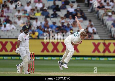 MELBOURNE, AUSTRALIA - DECEMBER 27 2020: Australian Bowler Cameron Green during day two of the Second Vodafone Test cricket match between Australia and India at the Melbourne Cricket Ground- Image Credit: brett keating/Alamy Live News Stock Photo