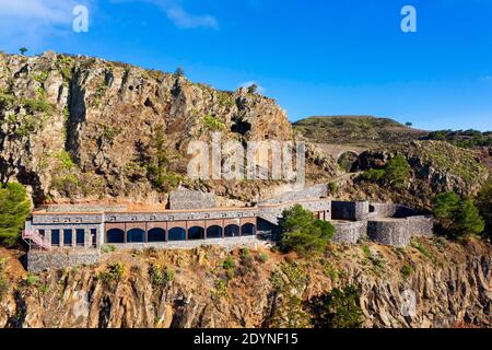 Viewpoint Mirador Ermita del Santo near Arure, Valle Gran Rey, drone image, La Gomera, Canary Islands, Spain Stock Photo