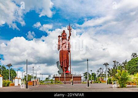 Monumental Shiva Statue, Hindu God Figure, Hindu Temple Lord Shiva, Pilgrimage Site, Ganga Talao, Mauritius Stock Photo