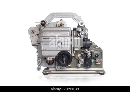 Old Film Projector Isolated on a White Background Stock Image - Image of  reel, background: 77862765