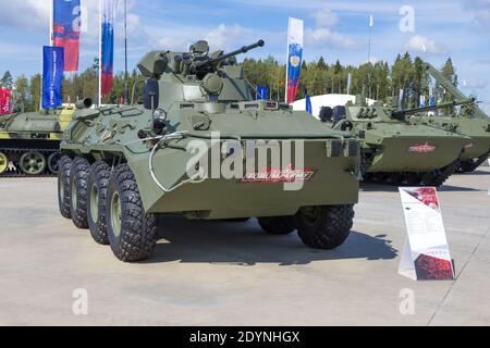 MOSCOW REGION, RUSSIA - AUGUST 25, 2020: Russian armored personnel carrier BTR-82A - exhibit of the international military forum 'Army-2020' Stock Photo