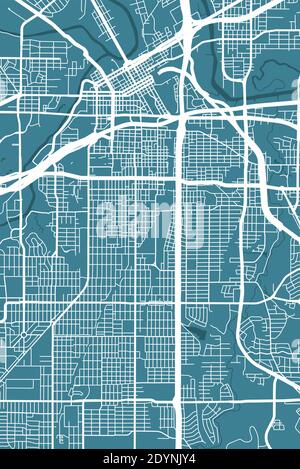 Detailed map of Fort Worth city administrative area. Royalty free vector illustration. Cityscape panorama. Decorative graphic tourist map of Fort Wort Stock Vector