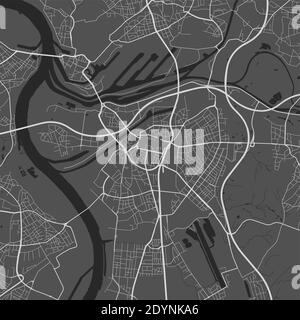 Urban city map of Duisburg. Vector illustration, Duisburg map art poster. Street map image with roads, metropolitan city area view. Stock Vector