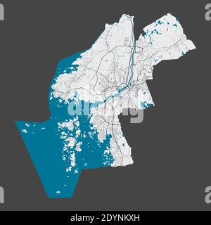 Gothenburg map. Detailed map of Gothenburg city administrative area. Cityscape panorama. Royalty free vector illustration. Outline map with highways, Stock Vector