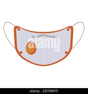 Orange face mask for covid on white backdrop Stock Vector