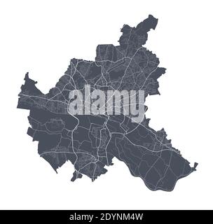 Hamburg, Germany printable street map in classic style colors with all ...