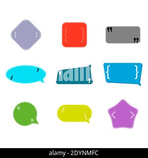 Speech bubble colored quotes and brackets for proverb and wise philosophical thoughts. Remark citing, quote bubble and feedback, proverb opinion, vect Stock Vector