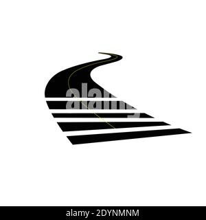 Vector Illustration of Winding Black Road on White Stock Vector