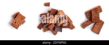 Сroutons on white background. top Stock Photo