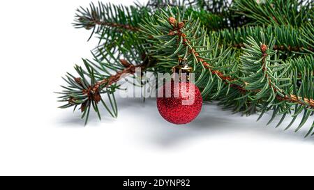 Decorated Christmas tree on a white background. Stock Photo