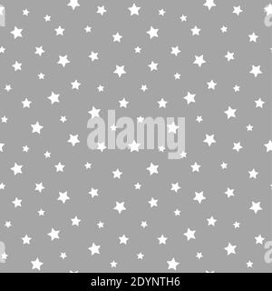 Stars seamless pattern. Grey and white star design for baby and kids pattern for print or fabric. Stock Vector