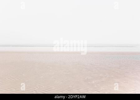 Sand beach with winter light , very soft color, Saint-Laurent-sur-Mer, Calvados (14), Normandy, France Stock Photo