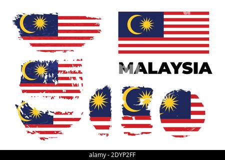 Vector Illustration Malaysia flag with brush stroke background Stock Vector