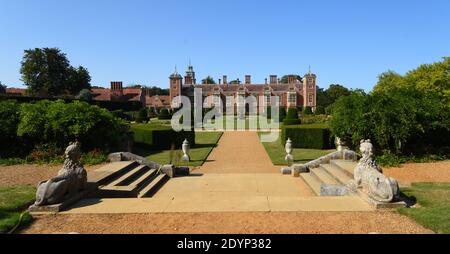 The Gardens of Blickling Hall Norfolk on a sunny day house and garden. Stock Photo