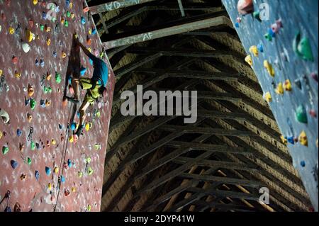 Awesome Walls, Rock Climbing Wall Liverpool Stock Photo