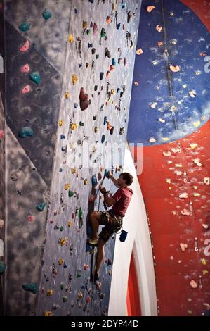 Awesome Walls, Rock Climbing Wall Liverpool Stock Photo