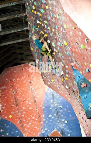 Awesome Walls, Rock Climbing Wall Liverpool Stock Photo