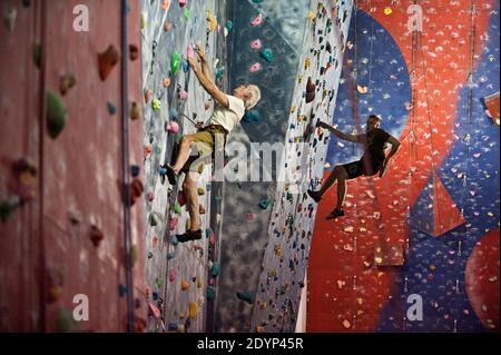 Awesome Walls, Rock Climbing Wall Liverpool Stock Photo