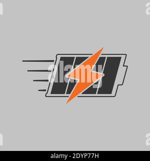 Quick and fast battery charging icon. Flat style. Isolated. Stock Vector