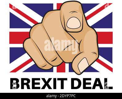 Brexit EU Deal Done with thumbs up - Vector Illustration on a white background Stock Vector
