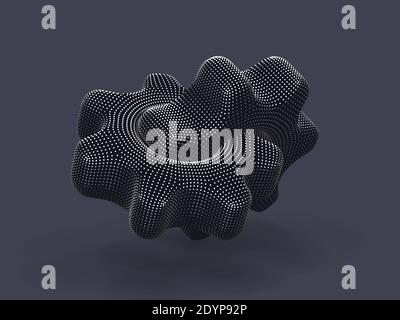 Two 3D gears made of digital dots on gray background. Stock Vector