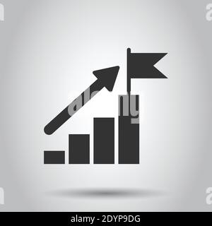 Stair with finish flag icon in flat style. Leadership challenge vector illustration on white background. Career growth business concept. Stock Vector