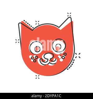 Dog and cat icon in comic style. Animal head cartoon vector