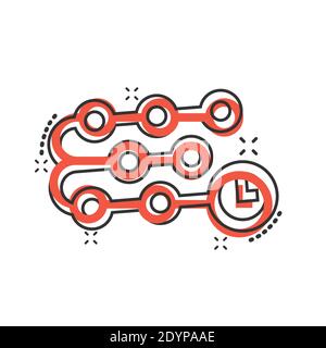 Timeline icon in comic style. Progress cartoon vector illustration on white isolated background. Diagram splash effect business concept. Stock Vector