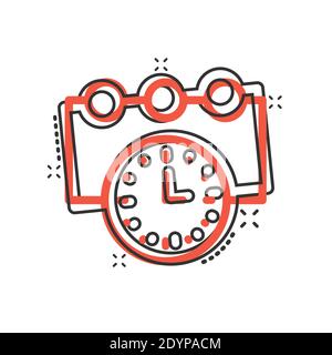 Timeline icon in comic style. Progress cartoon vector illustration on white isolated background. Diagram splash effect business concept. Stock Vector