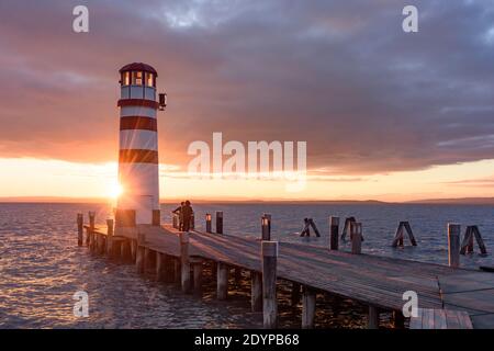 Podersdorf am See: lighthouse at Lake Neusiedl in Neusiedler See (Lake Neusiedl), Burgenland, Austria Stock Photo