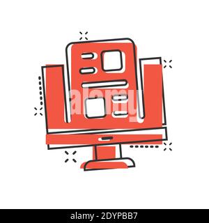 Blogging icon in comic style. Social media communication cartoon vector illustration on white isolated background. Content splash effect business conc Stock Vector