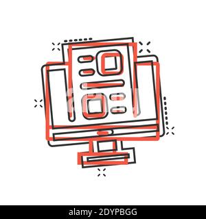 Blogging icon in comic style. Social media communication cartoon vector illustration on white isolated background. Content splash effect business conc Stock Vector